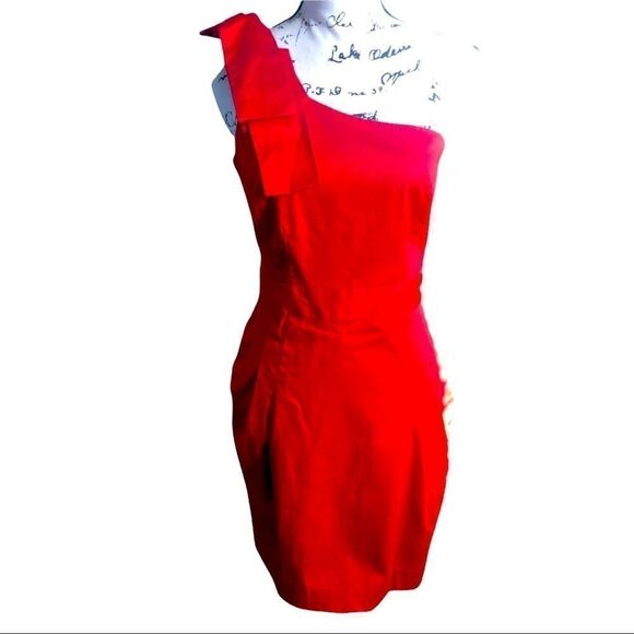 NWT French Connection Red One Shoulder Dress - Picture 1 of 4